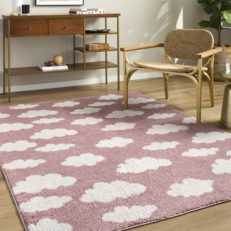 Moroccan Area Rug, Rectangle 200 x 275 cm, Rose/Ivory