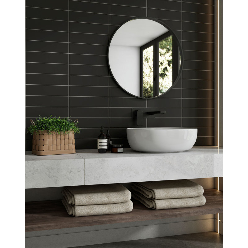 Facet 3in.x12in. Ceramic Subway Wall Tile, Smoke Matte