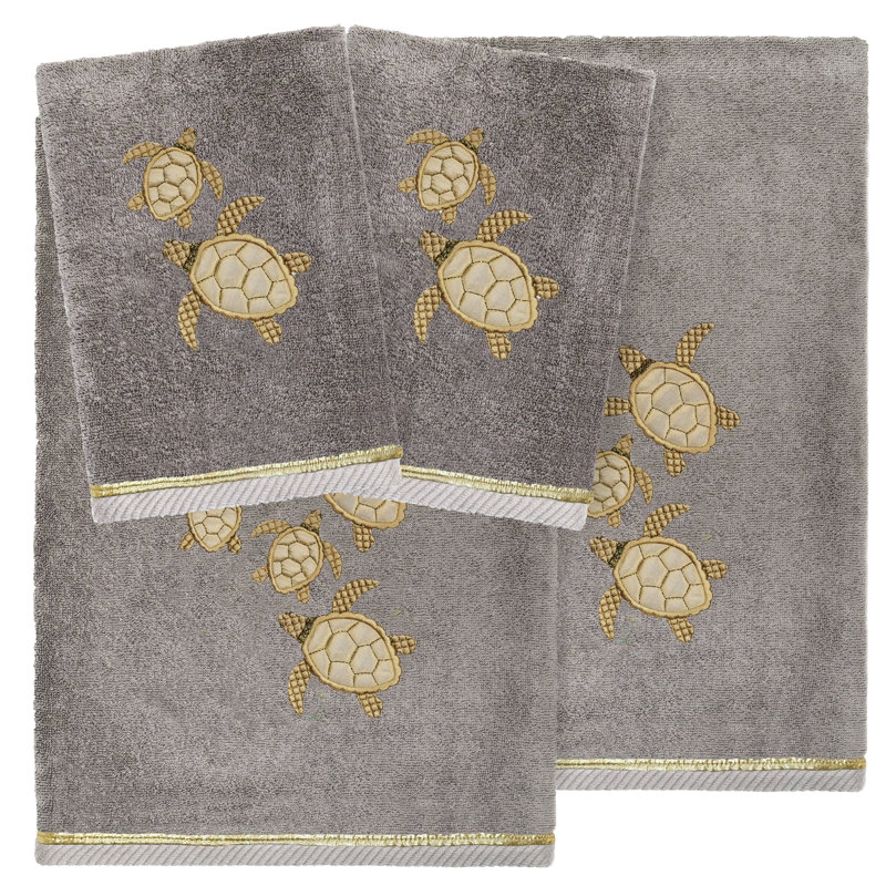 4 Piece 100% Turkish Cotton Towel Set, Charcoal