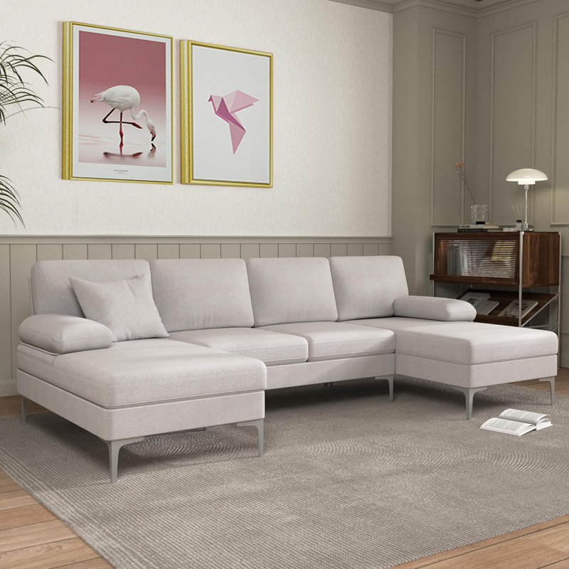 Canapé modulaire Izaiha, Mélange de lin beige