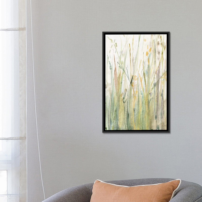 « spring herbe i », reproduction d’art sur toile, H 26 po x l 18 po x P 1,5 po, Toile avec cadre noir, Pas de tapis