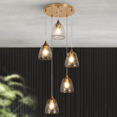Amedeo 5 - Light Cluster Glam Bell Textured Glass Pendant Light