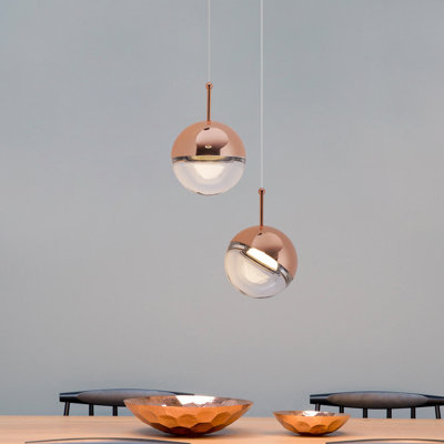 Luminaire suspendu moderne à mini globe DEL | Acier inoxydable et verre transparent | Éclairage d'appoint réglable à 45 ° pour chambre à coucher, coin cuisine et bar