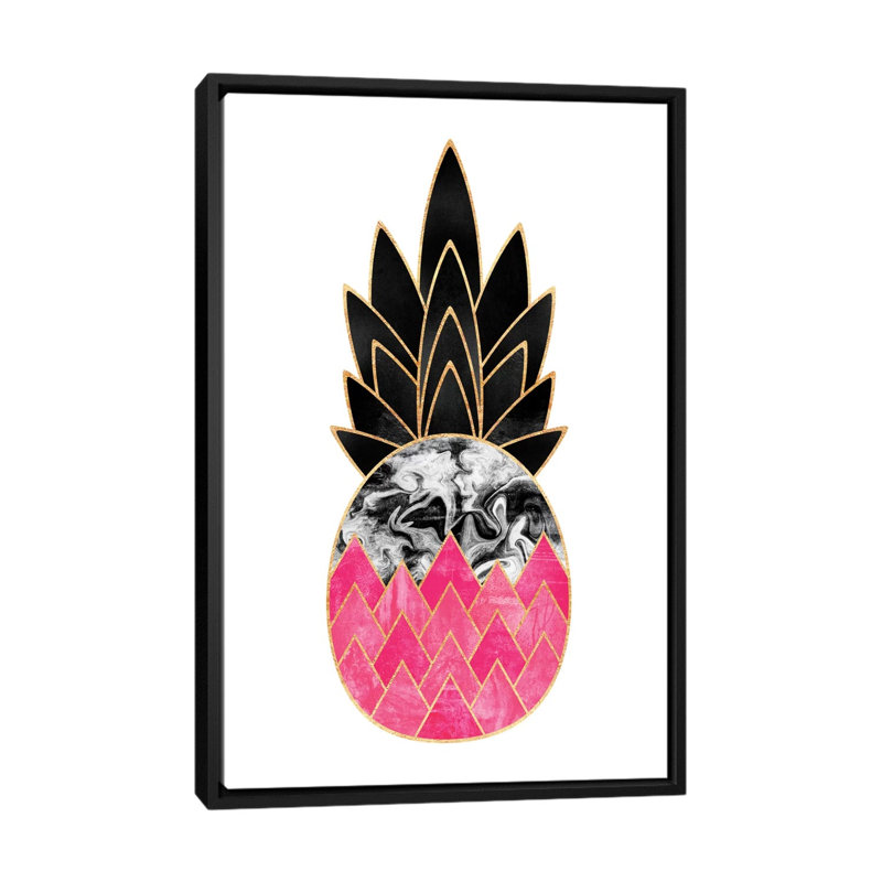 « précieux ananas ii », impression sur toile tendue, H 26 po x l 18 po x P 1,5 po, Pas de tapis, Toile avec cadre noir