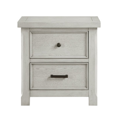 Classic Light Gray Finish Nightstand of 2x Drawers Wooden Bedroom Furniture 1pc