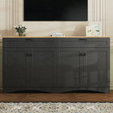 Versatile Wood Grain Sideboard with Adjustable Shelves