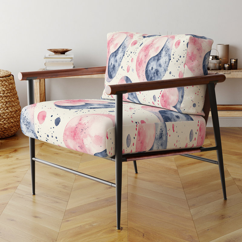 Chaise rembourrée pour filles, symbole Yin Yang, Bras ronds bruns