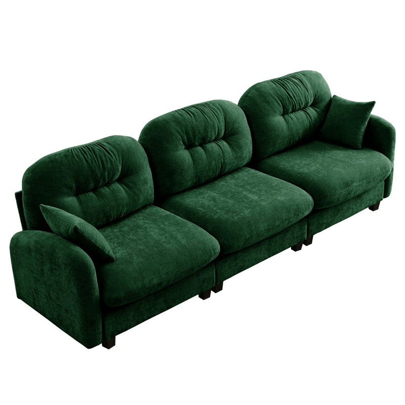 Trois - Modulaire en chenille, conception ergonomique incurvée, coussins et base pour les espaces de combinaison de canapé flexibles de salon