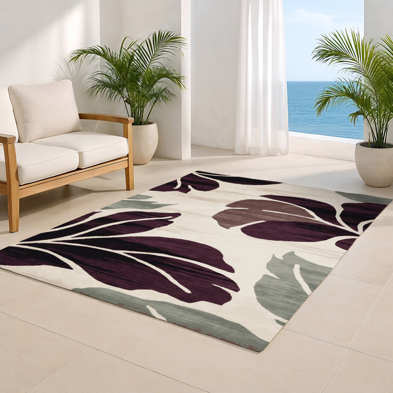 Watercolor Brown Indoor and Outdoor Area Rug, Rectangle 8' x 10'