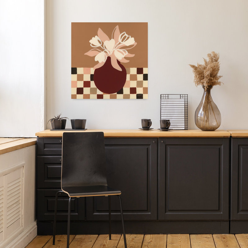 Tulipes calico modernes avec art noir beige, H 18 po x l 18 po