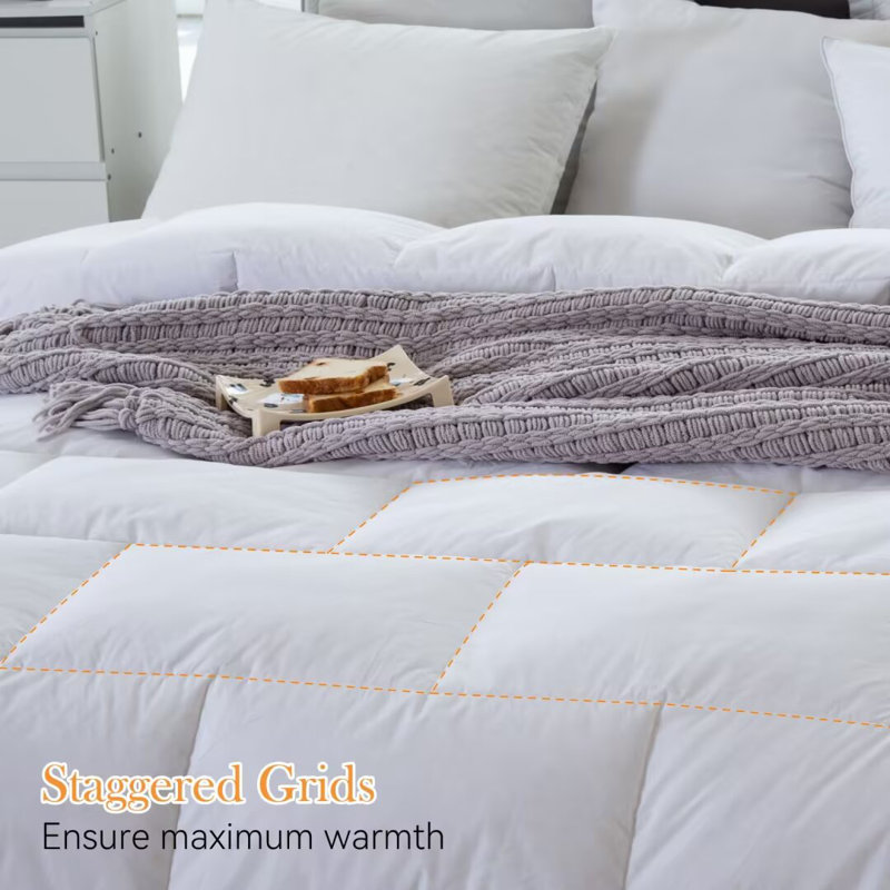 Luxury All Season Goose Down Comforter with 600 Thread Count Organic Cotton Cover, California King