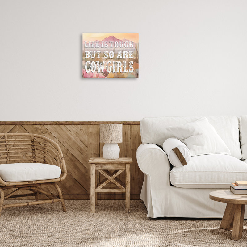 Life & Cowgirls Are Tough Canvas Wall Art by Lettered and Lined br-347_CN, H 16 po x l 20 po
