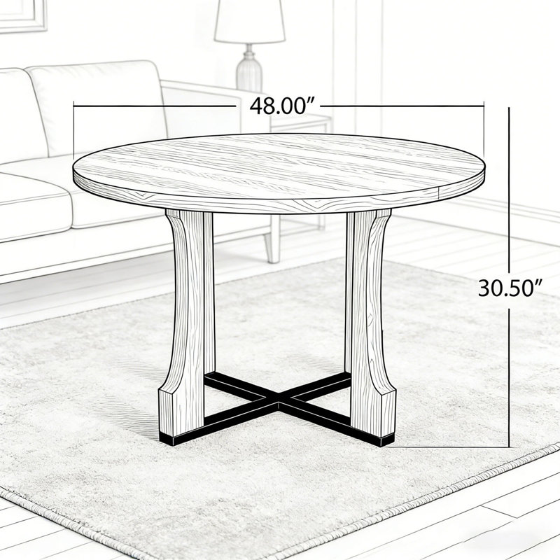 Table de salle à manger 48 ", Naturel et noir