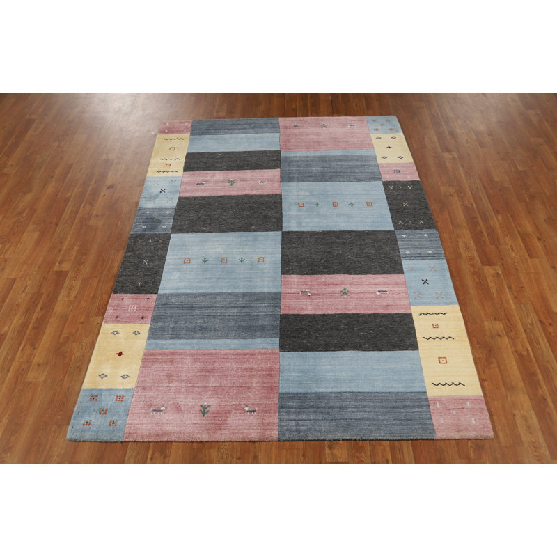 Tapis indien en laine fait à la main de style Gabbeh 5 x 8