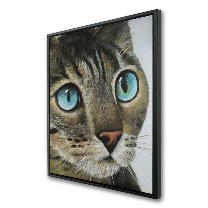 Curious Cat Portrait - Toile encadrée pour la décoration intérieure