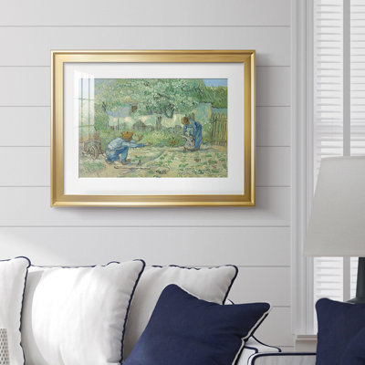 Premiers pas, d'après Millet-Vincent van Gogh - reproduction d'art avec passe-partout et verre - 1890