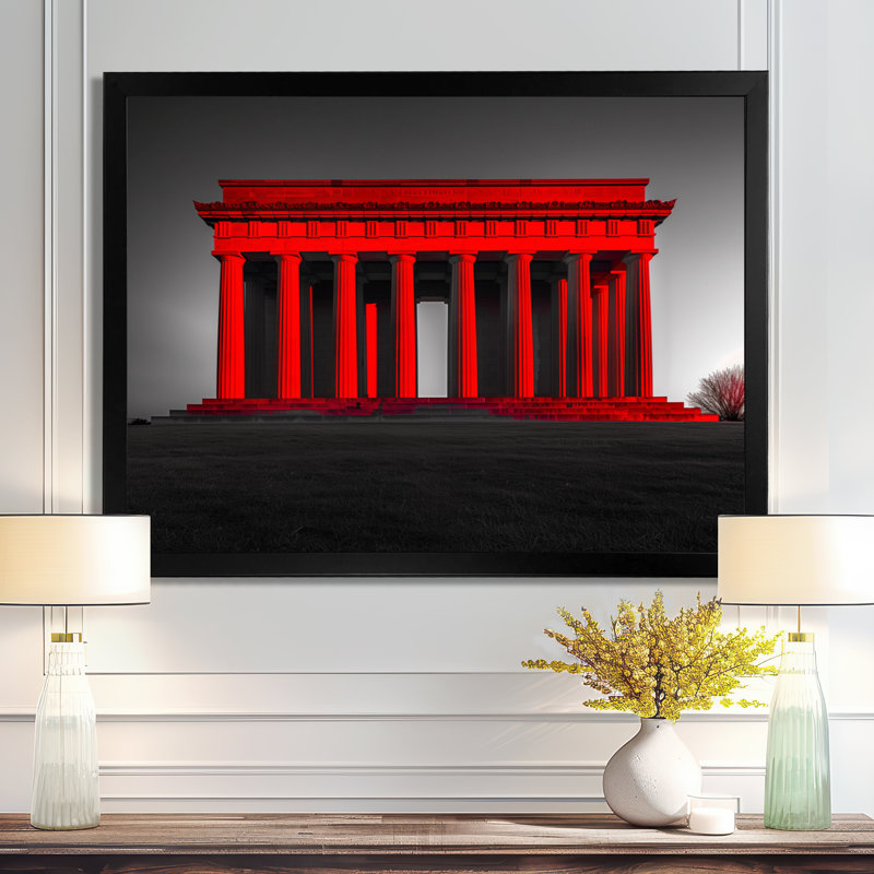 Red Gray Lincoln Monument Monument - Monuments, art mural, H 12 po x l 20 po, Cadre simple noir