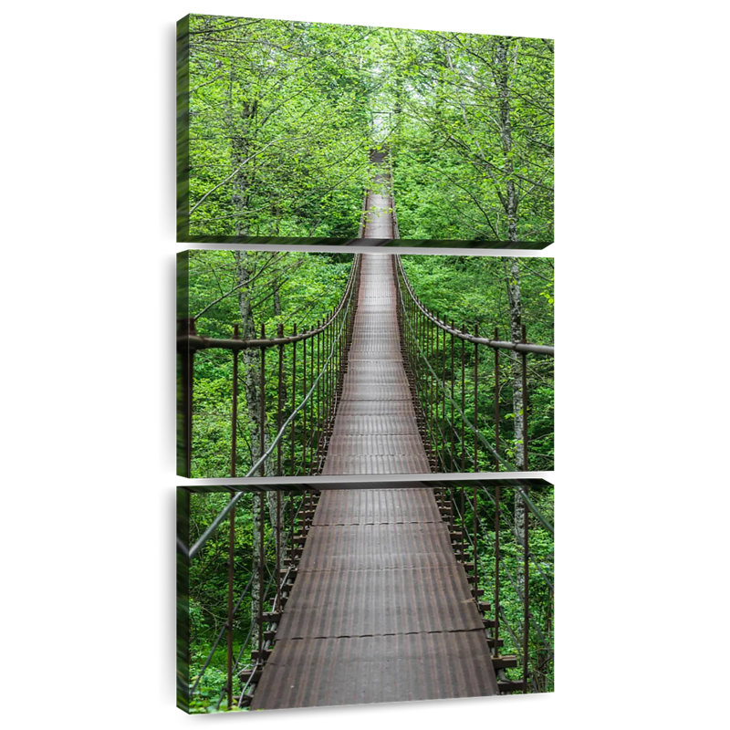 Pont dans la forêt, H 27 po x l 12 po