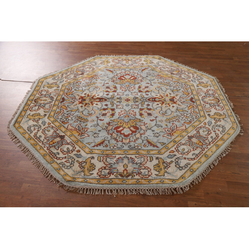 Tapis traditionnel octogonal bleu clair 6 x 6