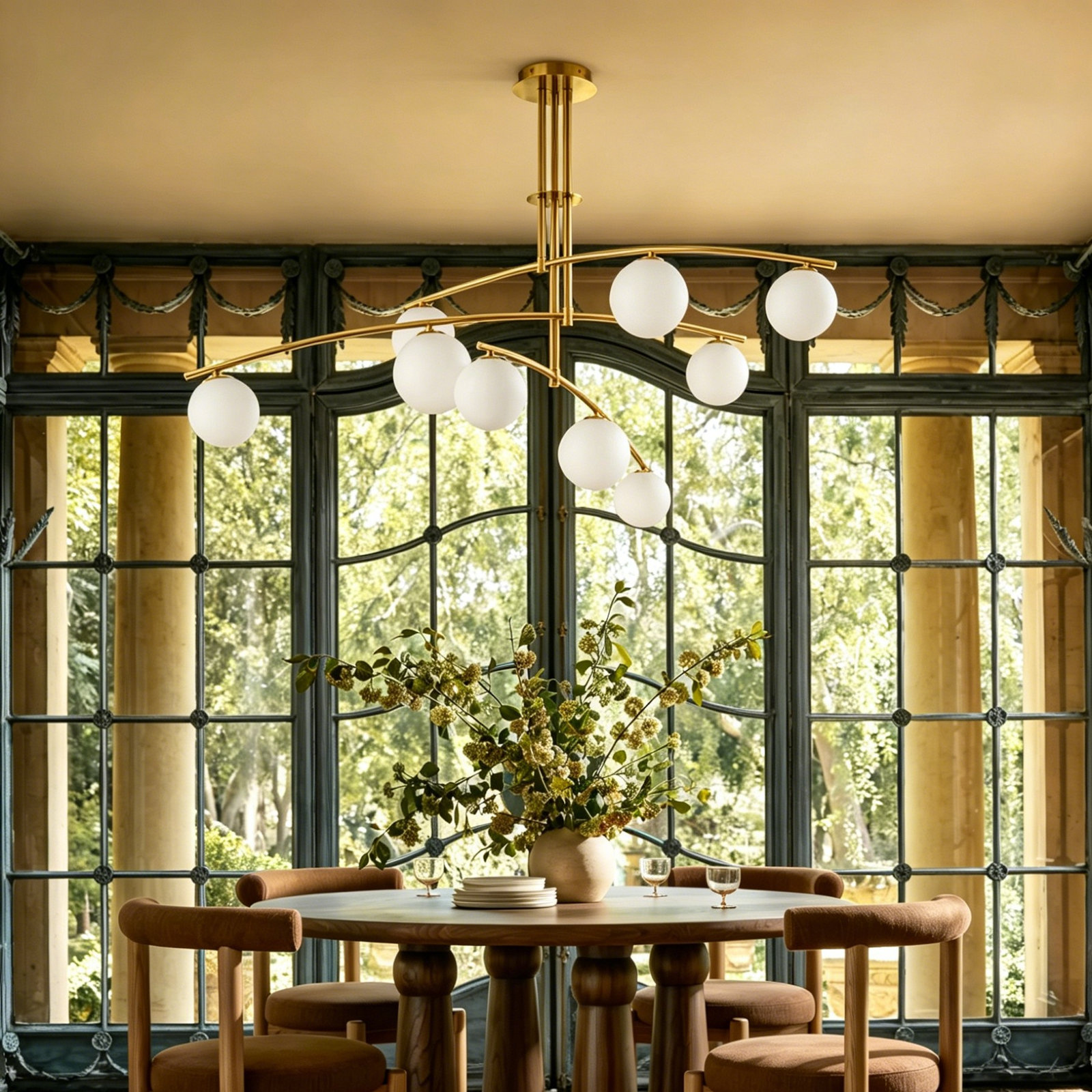 Fairfax Glass Bubble Semi Flush Mount, Gold, 9