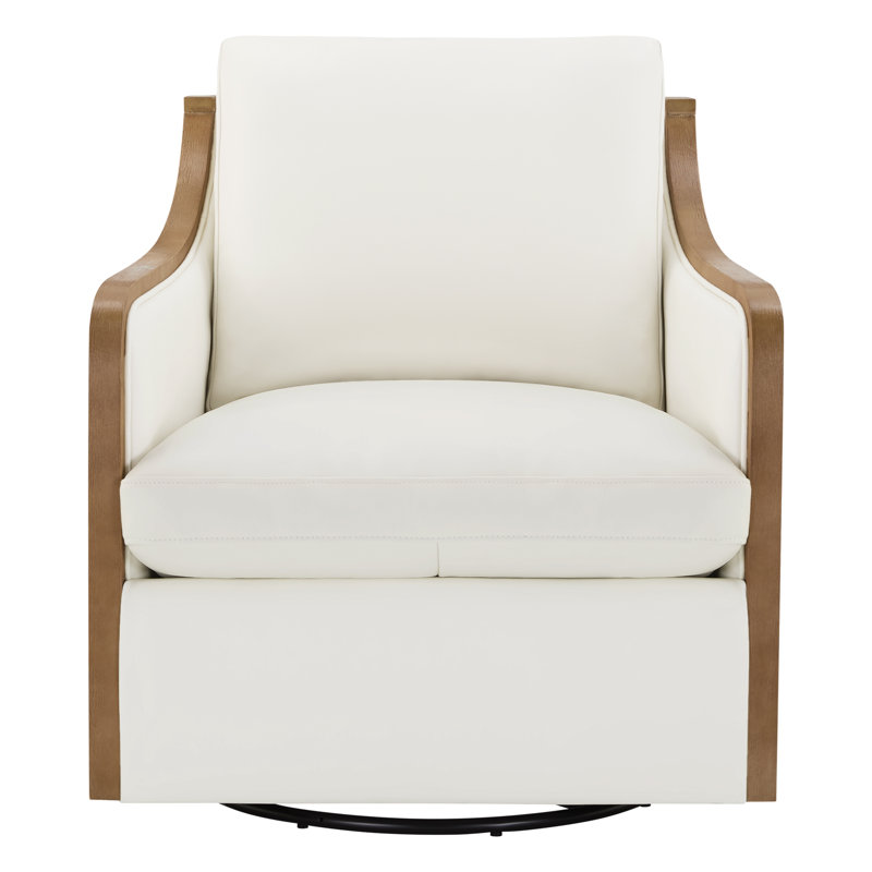 Fauteuil d'appoint pivotant en cuir Grayton, Beige