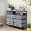 Commode avec 7 tiroirs en tissu, grande commode pour la chambre à coucher, grande commode en tissu pour le salon