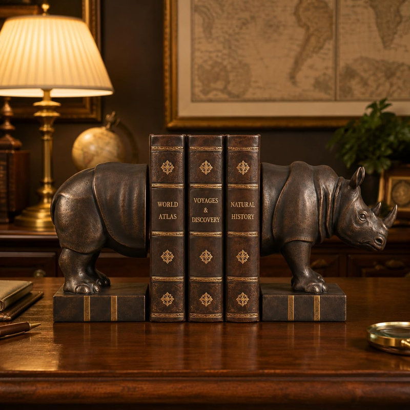 13.8 Inch Rhino Book Ends