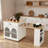 Expandable Kitchen Island With Dining Table, Power Outlet, 2 Drawers, Open Shelves And Movable Wheels-2098093854