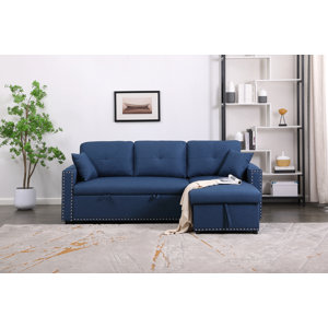 Ebern Designs Cidalino 83'' Upholstered Sleeper Sofa Chaise with ...