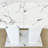 Extendable Dining Room Table For 6-10 Modern White Faux Marble Wooden Expandable Kitchen Table W/Dual Column Pedestal Base, Large Rectangle Dining Table