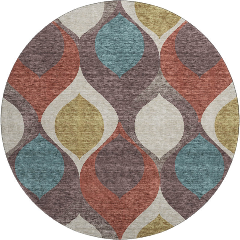 Premium Machine Washable Lisse Brown Rug, Round 8'