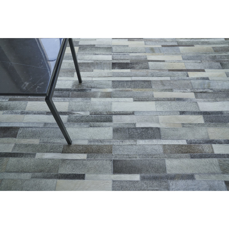 Natural Hide Cowhide Geometric Indoor Rug, Rectangle 9'6" x 13'6"