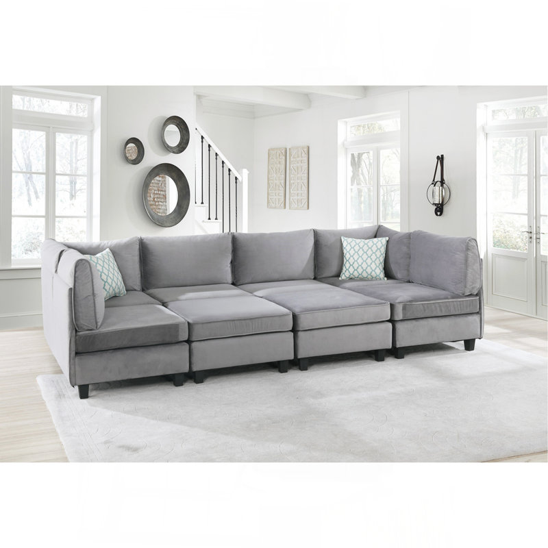 Canapé modulaire en velours 120 po 8 pièces 120 po