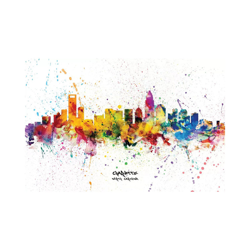 Charlotte North Carolina Skyline Splash by Michael Tompsett - Wrapped Canvas Gallery-Wrapped Canvas Giclée