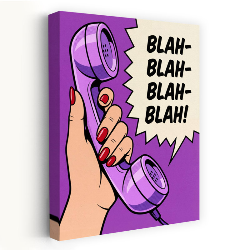 Blah Blah, téléphone rétro, impression d'art rétro violet, 48" H x 32" W