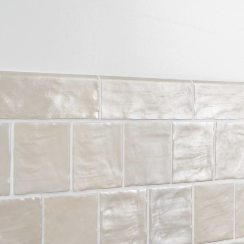 Montauk 2x8 Glazed Ceramic Bullnose Tile Trim, Cream