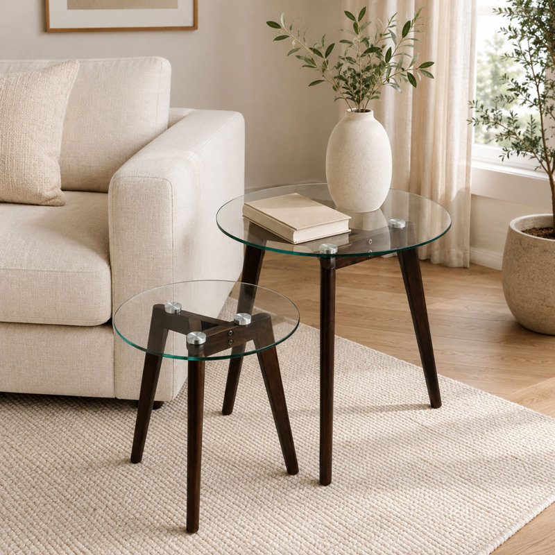 Ensemble de deux tables gigognes Ely, Brun