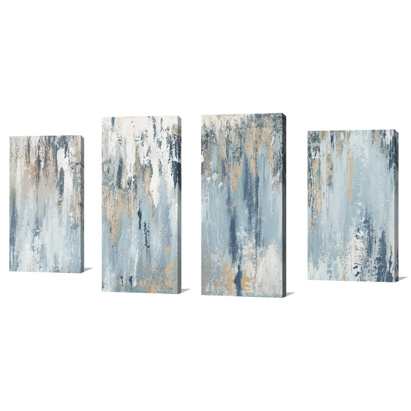 «Blue Illusion», ensemble de 4 reproductions d'art sur toiles, H 38 po x l 72 po x P 1 po