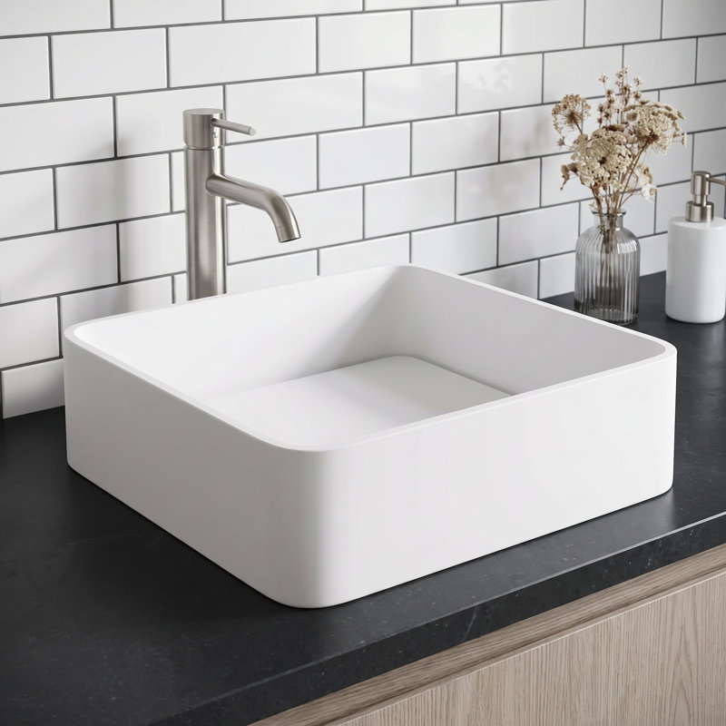 Jasmine 18" L x 15" W x 5" H Matte White Handmade Rectangular Vessel Bathroom Sink