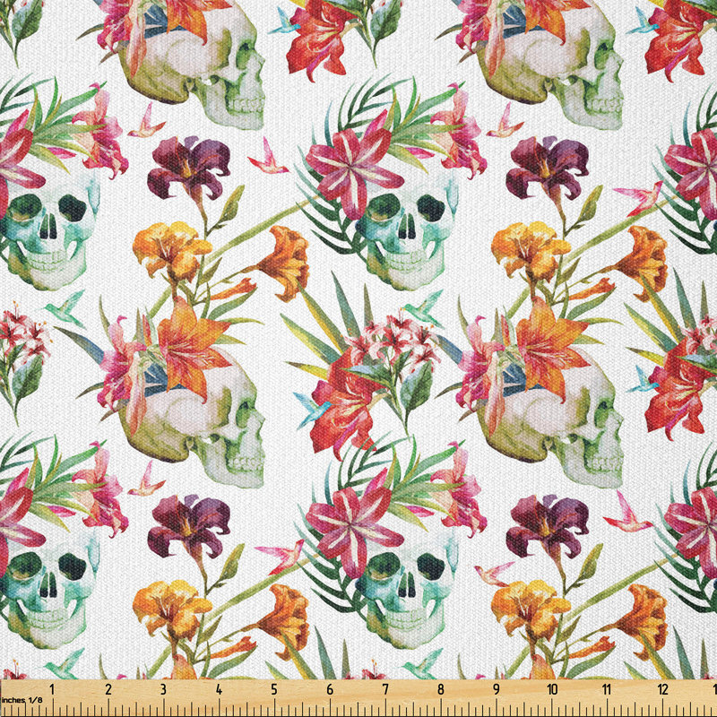 Aleza Lily Flower Skull Fabric