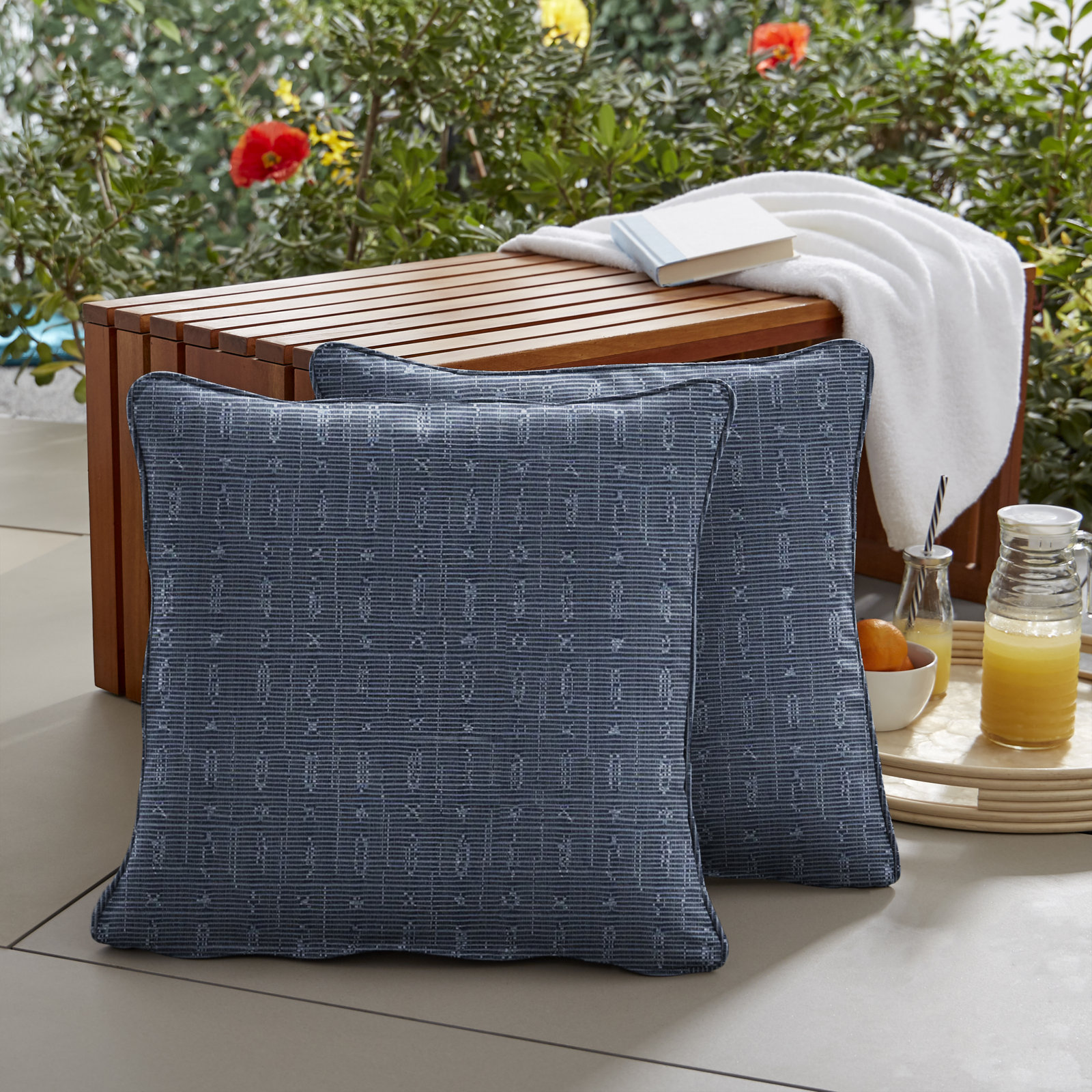Adel Throw Pillow, 18" W x 18" D, Blue Geometric