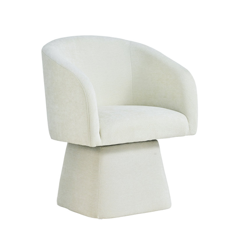 Fauteuil de salle à manger pivotant et rembourré avec dossier arrondi et accoudoirs, tissu chenille doux, assise profonde et rembourrée