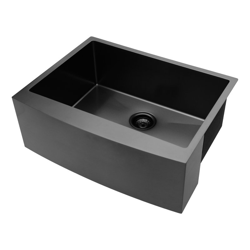 Stainless Steel Apron Kitchen Sink 33X21x10", Matte Black, Single Bowl, , Rust And Stain , 16 Gauge, Nano Painting, Long-Lasting, Easy To Wipe Clean