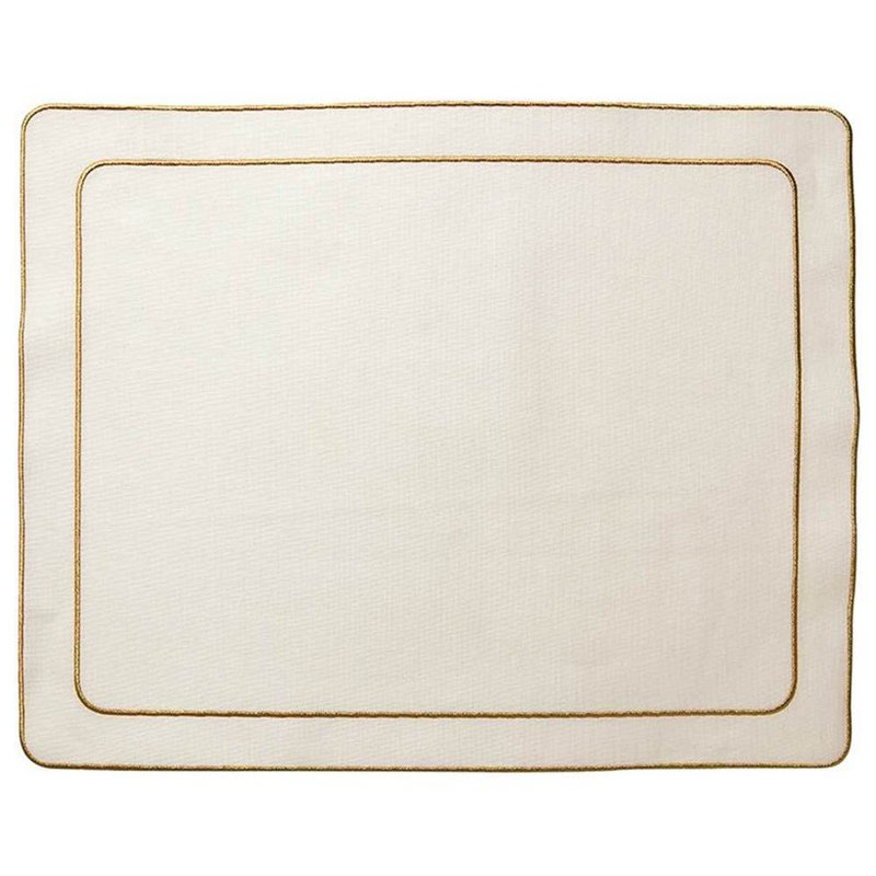 Linho Placemat: Simple Rectangle Placemat, Ivory w/ Gold
