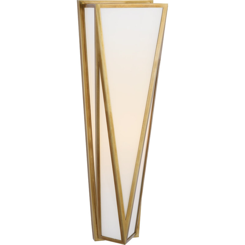 Julie Neill Lorino Medium Sconce, White, Hand-Rubbed Antique Brass