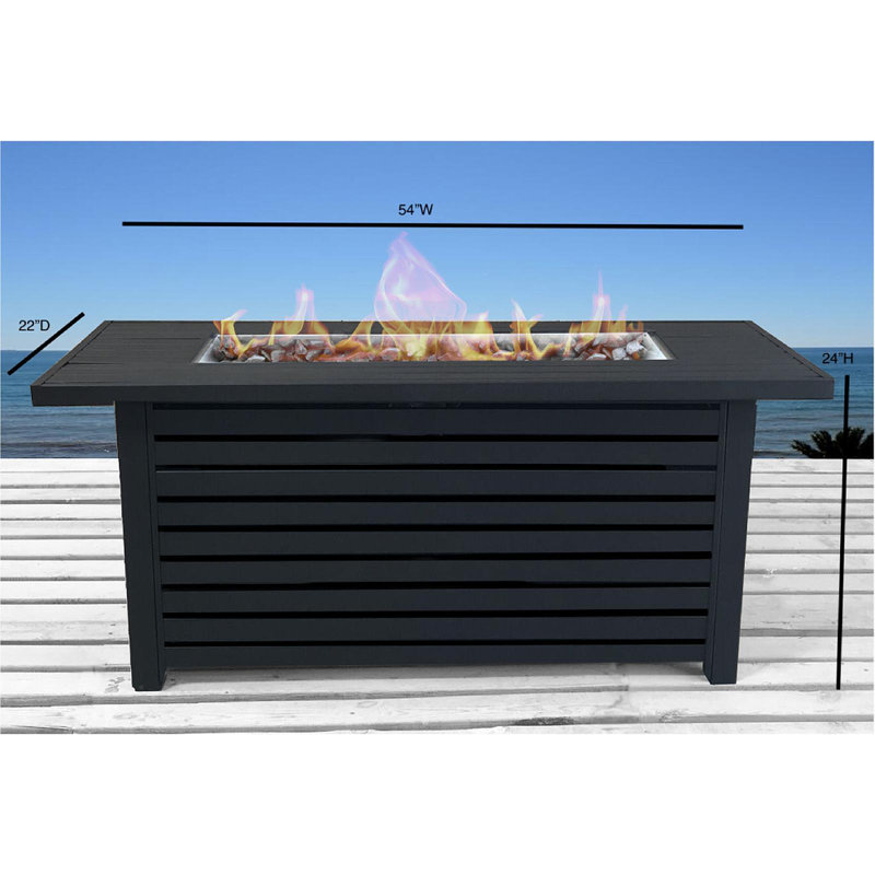 Table de foyer d'extérieur en acier au propane / gaz naturel avec couvercle