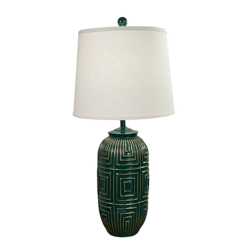 Emerald w/ Gold Accent Geometric Table Lamp