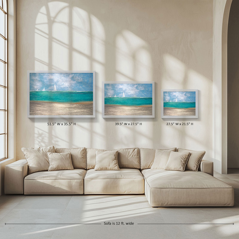 «Catching The Wind», reproduction de peinture acrylique sur toile encadrée, H 33,5 po x l 49,5 po x P 1 po, Cadre blanc