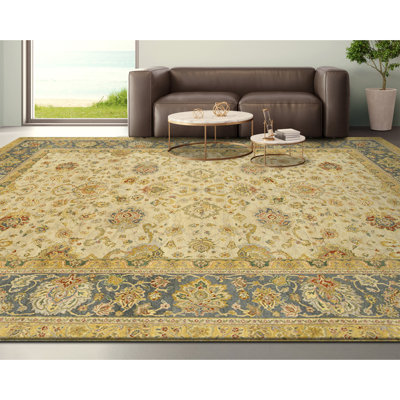 Tapis rectangulaire en laine noué à la main
