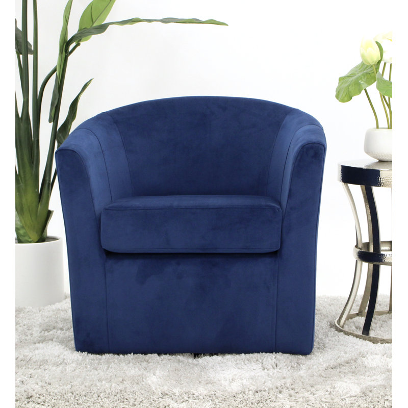 Fauteuil demi-tonneau pivotant 31 po Hansell, Microsuède bleu performance